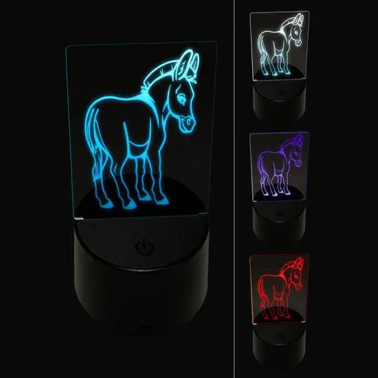 Donkey Looking Over Shoulder Butt 3D Illusion LED Night Light Sign Nightstand Desk Lamp {1}