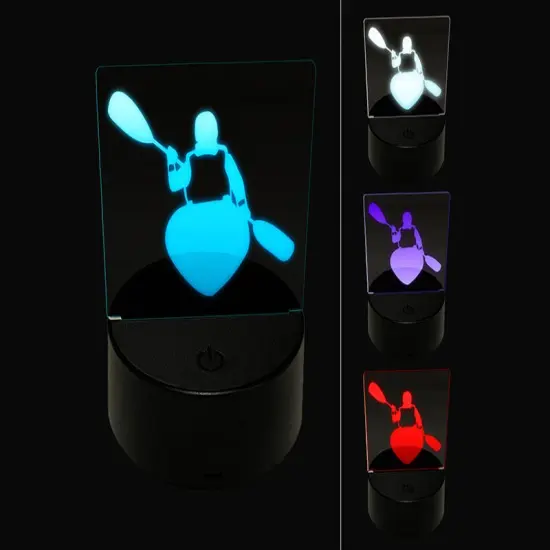 Person Kayaking with Paddle Back Behind View 3D Illusion LED Night Light Sign Nightstand Desk Lamp {1}