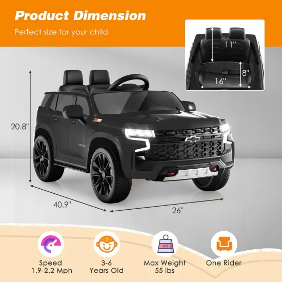 Electric Kids Ride-On Car with Remote Control and Music Player Black {3}