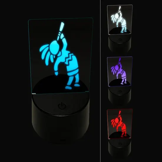 Southwestern Style Tribal Kokopelli Fertility Deity God 3D Illusion LED Night Light Sign Nightstand Desk Lamp {1}