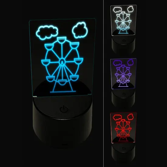 Ferris Wheel Carnival Ride 3D Illusion LED Night Light Sign Nightstand Desk Lamp {1}
