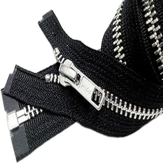 YKK 23" Jacket Zipper YKK #5 Aluminum Metal - Medium Weight Separating - Color Black 580 (1 Zipper/Pack) {1}