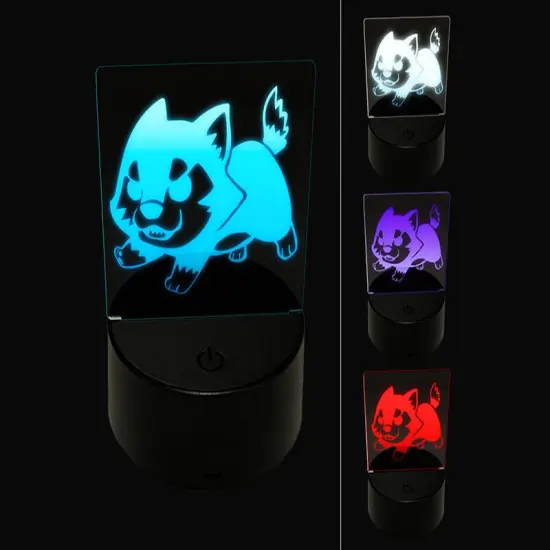 Cute Wolf Puppy 3D Illusion LED Night Light Sign Nightstand Desk Lamp {1}