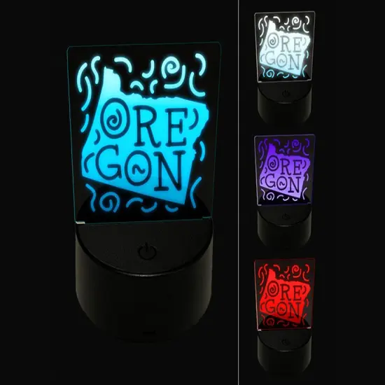 Oregon State with Text Swirls 3D Illusion LED Night Light Sign Nightstand Desk Lamp {1}