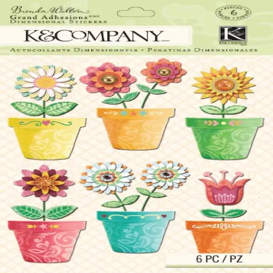 K & Company Handmade Chalk Flower Pot Grand Adhesions Dimensional Stickers {1}