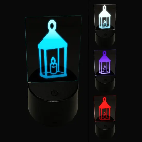 Vintage Lantern Candle with Flame 3D Illusion LED Night Light Sign Nightstand Desk Lamp {1}