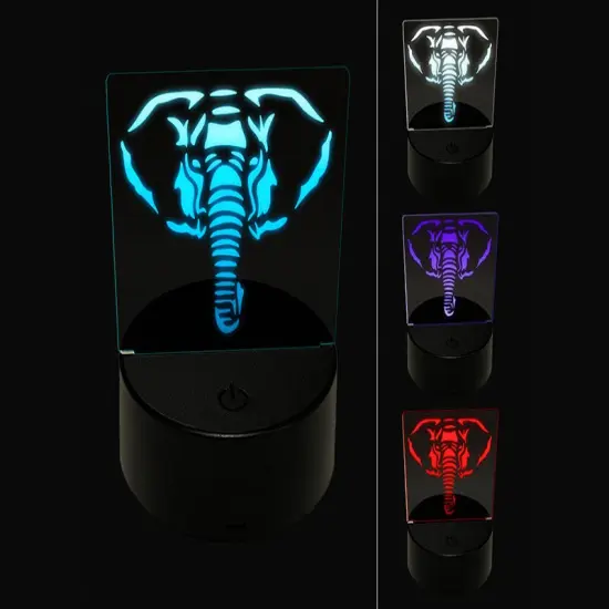 Elephant Face 3D Illusion LED Night Light Sign Nightstand Desk Lamp {1}