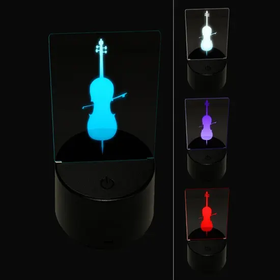 Cello Music Instrument Silhouette 3D Illusion LED Night Light Sign Nightstand Desk Lamp {1}
