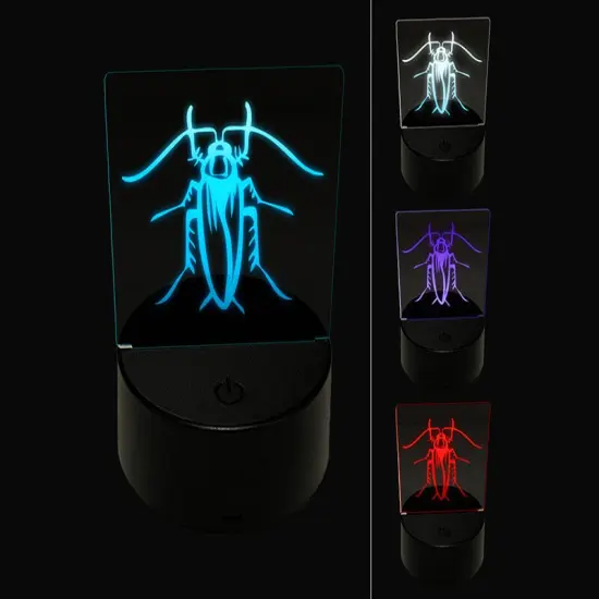Cockroach Bug Insect Vermin 3D Illusion LED Night Light Sign Nightstand Desk Lamp {1}