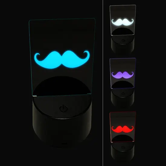 Handlebar Mustache Moustache Silhouette 3D Illusion LED Night Light Sign Nightstand Desk Lamp {1}