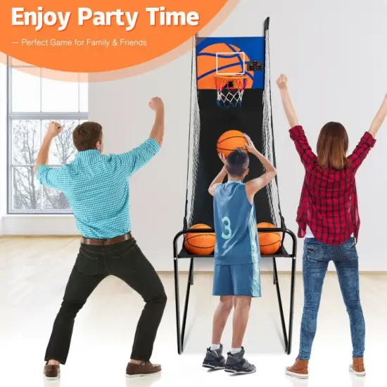 Foldable Single Shot Basketball Arcade Game with Electronic Scorer and Basketballs {4}