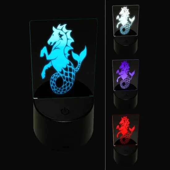 Hippocampus Mythological Sea Horse 3D Illusion LED Night Light Sign Nightstand Desk Lamp {1}