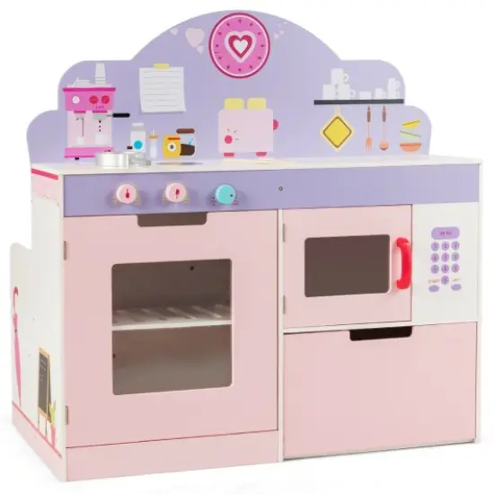 2 in 1 Kitchen and Cafe Pretend Cooking Playset {1}