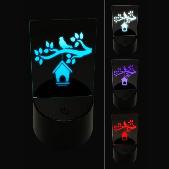 Bird House on Tree Branch 3D Illusion LED Night Light Sign Nightstand Desk Lamp {1}