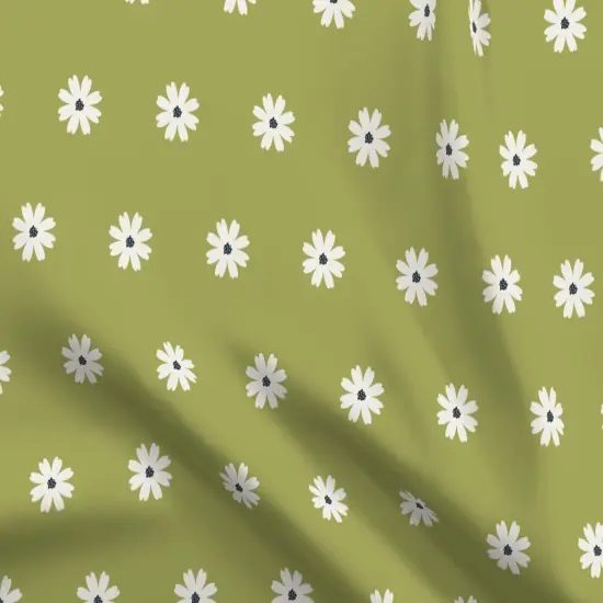 Various Fabrics by the Yard or Fat Quarter Little Daisy Simple Botanical Summer Floral White Green Small Scale Avocado Custom Printed Fabric by Spoonflower {5}