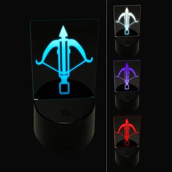 Crossbow Archer Ranged Weapon 3D Illusion LED Night Light Sign Nightstand Desk Lamp {1}