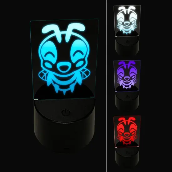 Cute Bee Laughing LOL 3D Illusion LED Night Light Sign Nightstand Desk Lamp {1}