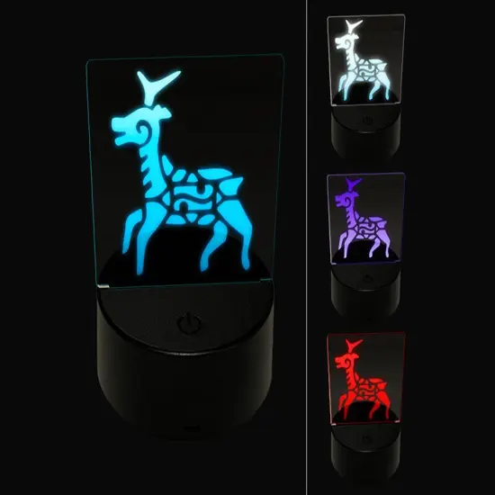Southwestern Style Tribal Deer Antelope 3D Illusion LED Night Light Sign Nightstand Desk Lamp {1}