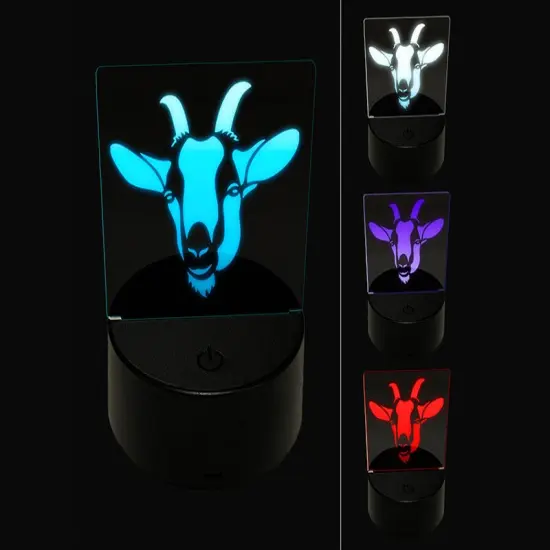 Toggenburg Goat Face 3D Illusion LED Night Light Sign Nightstand Desk Lamp {1}