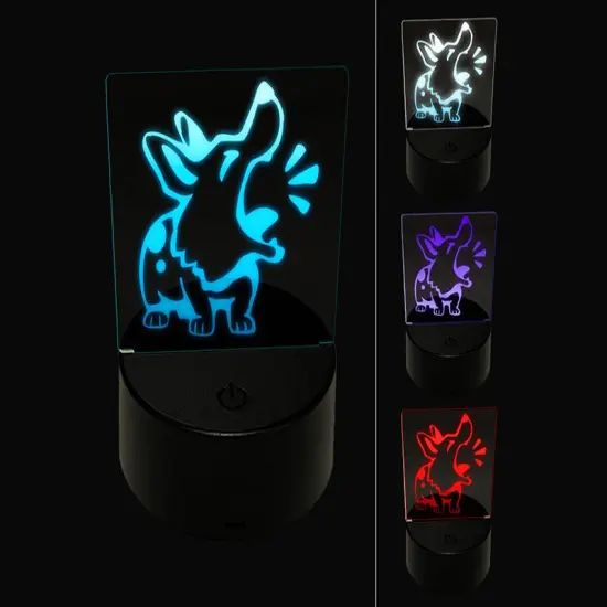 Barking Spotted Dog Corgi 3D Illusion LED Night Light Sign Nightstand Desk Lamp {1}
