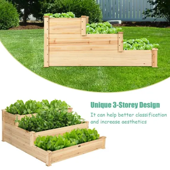 3 Tier Elevated Wooden Vegetable Garden Bed {6}