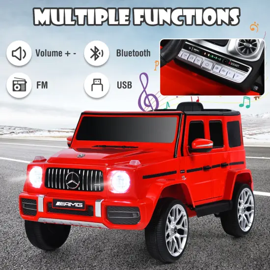 Steel Mercedes-Benz G63 Ride-On Car with Remote, Music and 2 Seats Red {3}