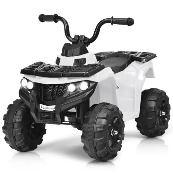 6V Battery Powered Kids Electric Ride on ATV White {1}