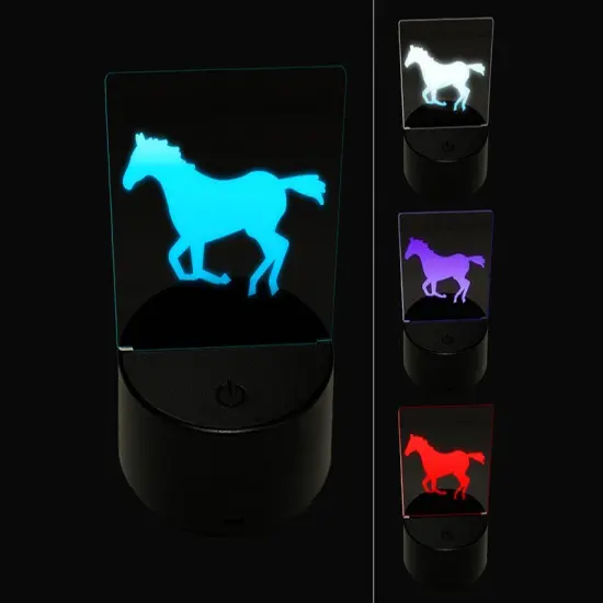Horse Running Solid 3D Illusion LED Night Light Sign Nightstand Desk Lamp {1}