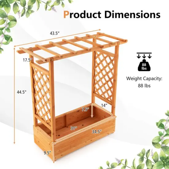 Raised Garden Bed with Trellis or Climbing Plant and Pot Hanging {3}