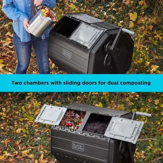 BLACK+DECKER Dual Chamber Tumbling Composter 40 Gallon (BDSTGA9701) {5}