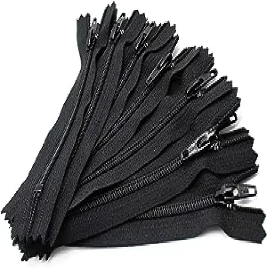 YKK 8" Zipper Nylon Coil Zippers Made in USA~ Closed Bottom ~ 580 Black (10 Zippers/Pack) {1}