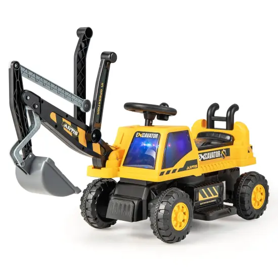Kids ASTM Certificated Powered Ride On Bulldozer with Front Digger Shovel-Yellow {1}
