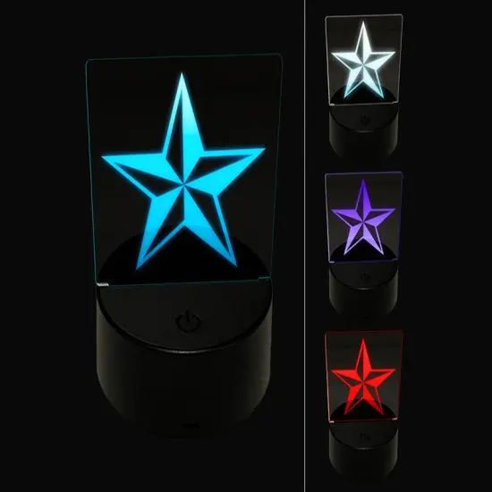 Nautical Star 3D Illusion LED Night Light Sign Nightstand Desk Lamp {1}