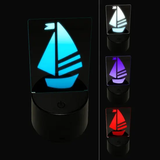 Summer Sailboat Sailing 3D Illusion LED Night Light Sign Nightstand Desk Lamp {1}