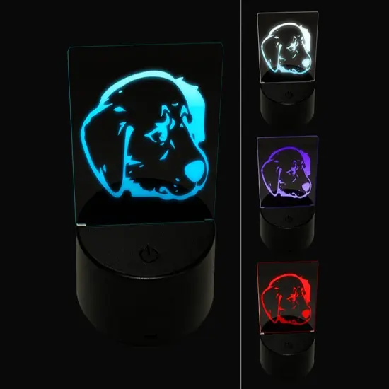 Concerned Golden Retriever Dog Furled Brow 3D Illusion LED Night Light Sign Nightstand Desk Lamp {1}