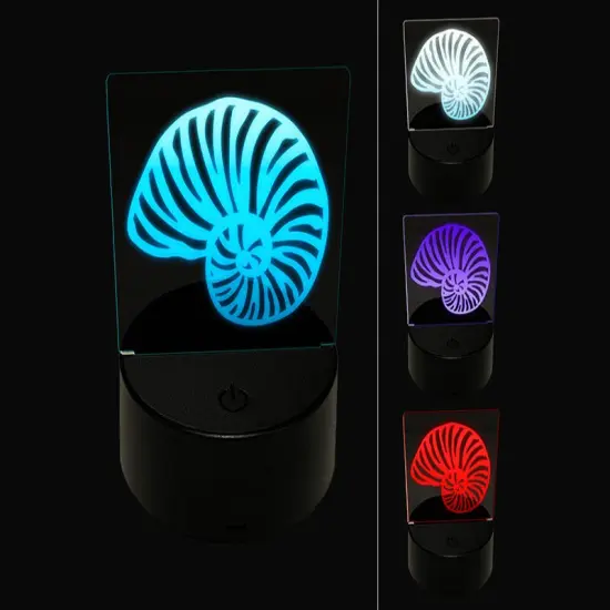 Nautilus Beach Sea Shell 3D Illusion LED Night Light Sign Nightstand Desk Lamp {1}