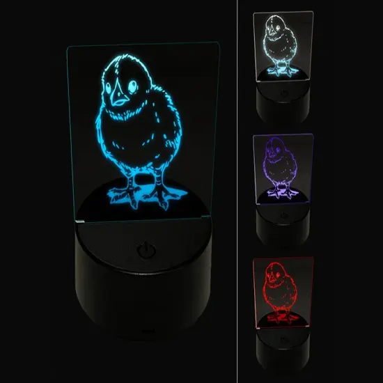 Realistic Baby Chick Chicken 3D Illusion LED Night Light Sign Nightstand Desk Lamp {1}