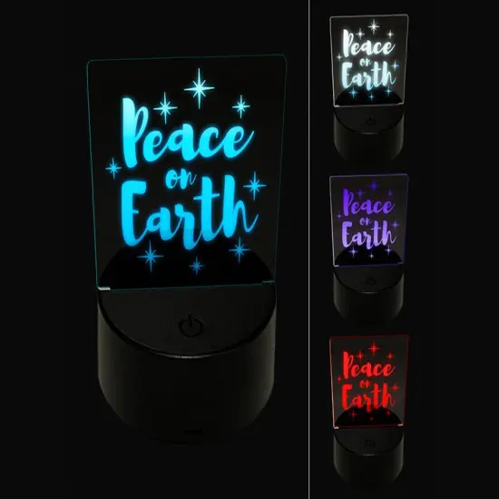 Peace On Earth Christmas 3D Illusion LED Night Light Sign Nightstand Desk Lamp {1}