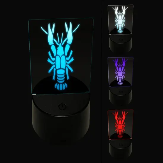 Crawdad Crayfish Mudbug Crustacean 3D Illusion LED Night Light Sign Nightstand Desk Lamp {1}