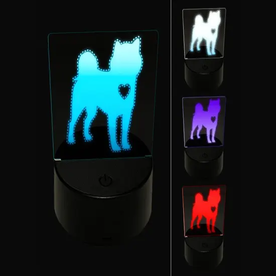 Shiba Inu Dog with Heart 3D Illusion LED Night Light Sign Nightstand Desk Lamp {1}