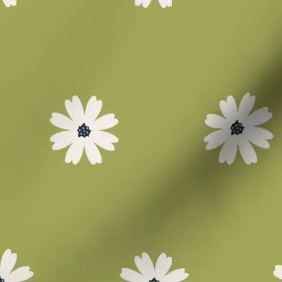 Various Fabrics by the Yard or Fat Quarter Little Daisy Simple Botanical Summer Floral White Green Small Scale Avocado Custom Printed Fabric by Spoonflower {7}