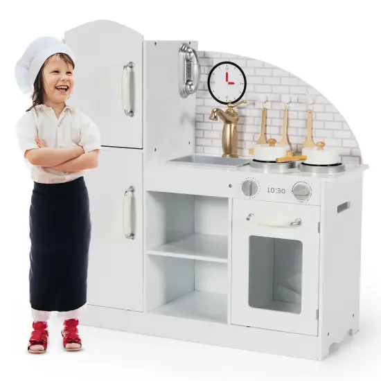 Kids Kitchen Playset Pretend Play Cooking Set with Vivid Faucet and Telephone {3}