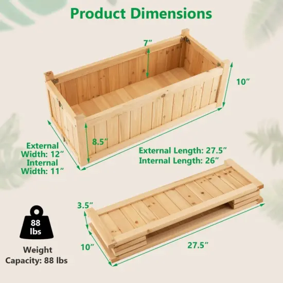 Folding Wooden Raised Garden Bed with Removable Bottom for Herbs Fruits Flowers {5}