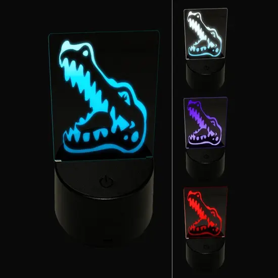 Smiling Toothy Crocodile Alligator Chomp 3D Illusion LED Night Light Sign Nightstand Desk Lamp {1}