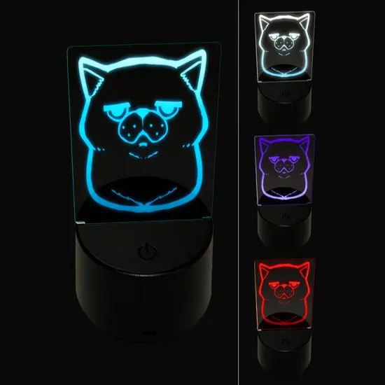 Unamused and Unhappy Cat Loaf 3D Illusion LED Night Light Sign Nightstand Desk Lamp {1}