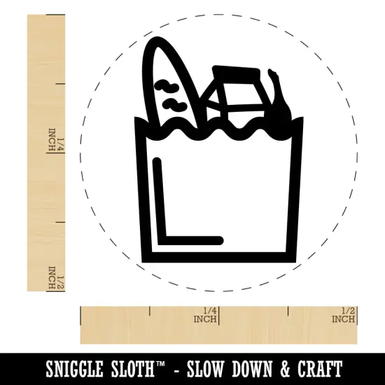 Groceries Grocery Store Icon Self-Inking Rubber Stamp for Stamping Crafting Planners Brown {1}