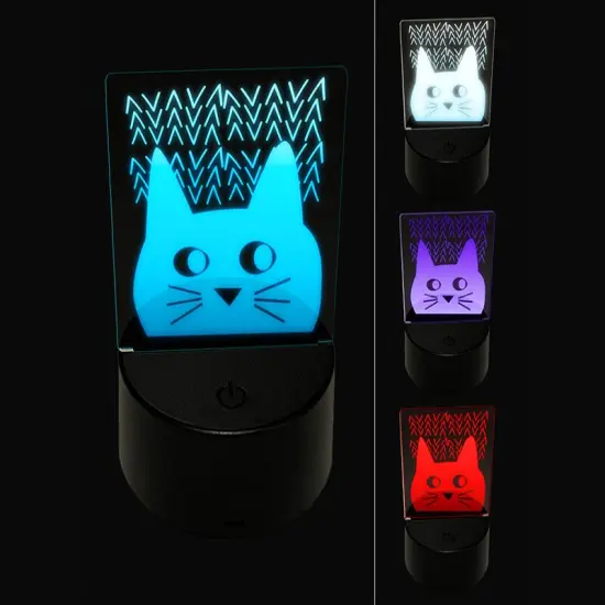 Mischievous Cat Peering 3D Illusion LED Night Light Sign Nightstand Desk Lamp {1}