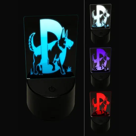 Animal Alphabet Letter D for Dog 3D Illusion LED Night Light Sign Nightstand Desk Lamp {1}