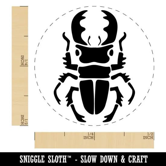 Stag Beetle Self-Inking Rubber Stamp for Stamping Crafting Planners Lime Green {1}