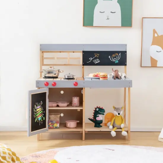 Outdoor Kid's Mud Kitchen Set with Detachable Water Box for Toddlers Over 3 {4}